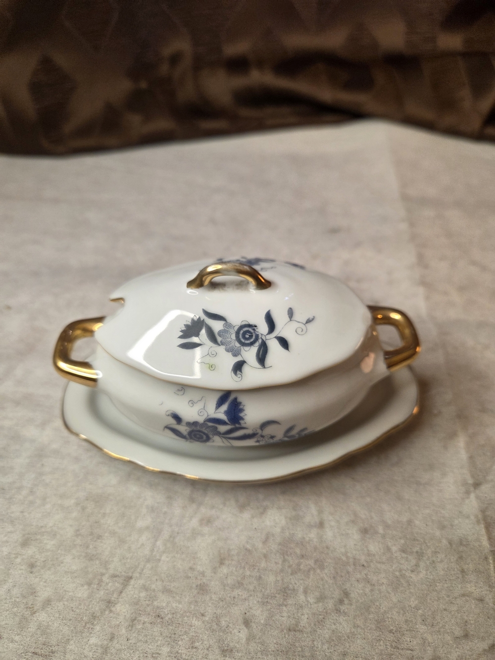 Vintage Royal Crown 1446 Condiment / Jelly / Jam Dish Blue And White